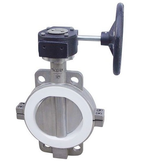 蝸輪對夾襯氟蝶閥_蝸輪對夾不銹鋼蝶閥-灑水車配件