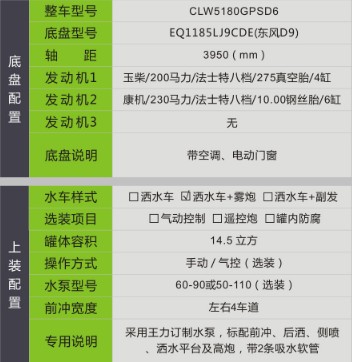 國六東風(fēng)(D9)14.5方灑水車+霧炮 國六東風(fēng)(D9)14.5方灑水車+霧炮